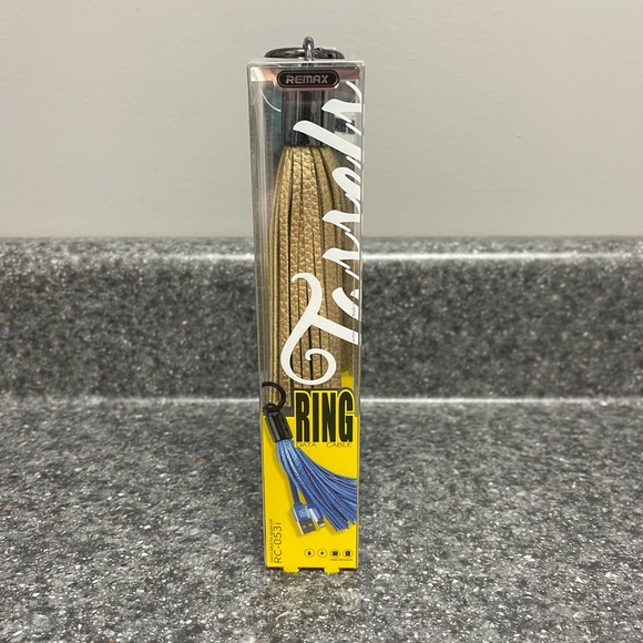 Remax NEW Gold Apple Usb Cord Tassle Ring Data Cable Keychain - Picture 1 of 3